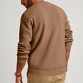 thumbnail image 3 of Yuyuzo Sweatshirts for Men Long Sleeve Round Neck Buttons Pullover Knitted Textured Solid Color Tops, 3 of 6