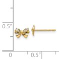 thumbnail image 3 of 14k Yellow Gold Cubic Zirconia Cz Childrens Bow Earrings Arrow, 3 of 7