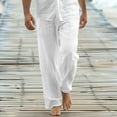 thumbnail image 2 of WRKEKC Casual Pants for Men Relaxed Fit Straight Leg Beach Pants with Drawstring and Pockets Solid Color for Summer Wear, 2 of 6