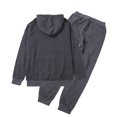 thumbnail image 2 of Kmbangi Men Sports Set, Solid Color Hoodie Zip Tops, Long Loose Pants Suit, 2 of 7