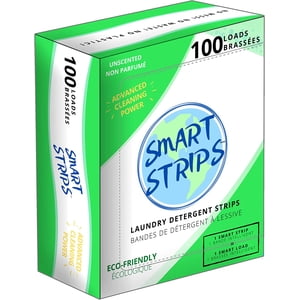 Smart Strips™ - Détergent de blanchisserie Strips (100 Charges) - (UNSCENTED) Feuilles de blanchisserie hypoallergéniques, écologiques, sans plastique et compostables. Strips pour la peau sensible