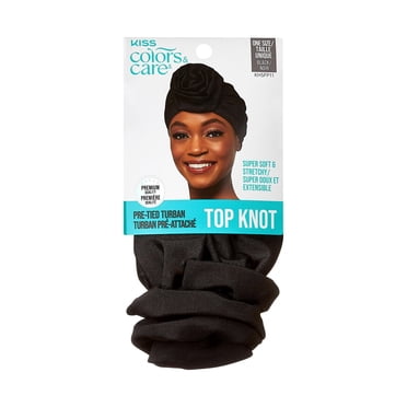 KISS - Hair Colors & Care Top Knot Pre-Tied Turban, Black - 1 Pc