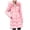 Pink, variant on HongQid Long Puffer Winter Coat For Women Trendy Padded Down Jackets Full Zip Up Parka Coats With Faux Fur Hood