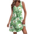 thumbnail image 2 of Ovzne Robes Grande Taille pour Femmes aux Formes Robe Femme Mode d'Été pour Femmes Poche Imprimé Sans Manches Robe à Col en V Robe de Printemps Imprimée Liquidation, 2 of 5