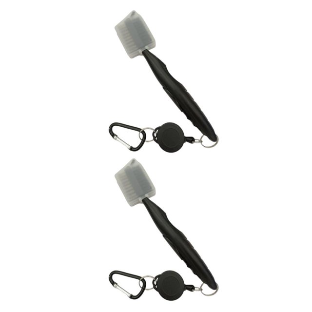 Redempat Stainless Steel Golf Club Brush Portable Solid Color Shoe Brushes Black with Lid 2Set