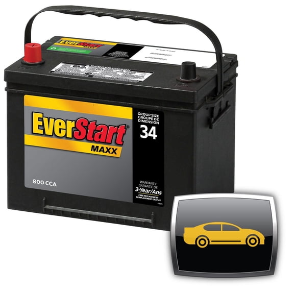 EverStart Auto MAXX-34N, 12 Volt, Car Battery, Group Size 34, 800 CCA
