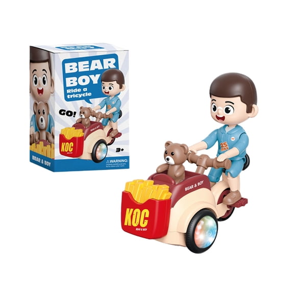 EQWLJWE Car Toys,Boy Stunt Spinning Tricycle Light Music Teddy Bear Protruding Car Internet Famous Children's Toy
