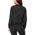 thumbnail image 3 of INSPIRE CHIC Women's Stand Collar Zip Up Raglan Sleeves Bomber Quilted Jacket S Black, 3 of 6