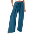 thumbnail image 1 of Yuyuzo Womens Pants Solid Color Elastic Waist Drawstring Casual Wide Leg Pants Ladies Loose Lounge Pants For Workout, 1 of 7