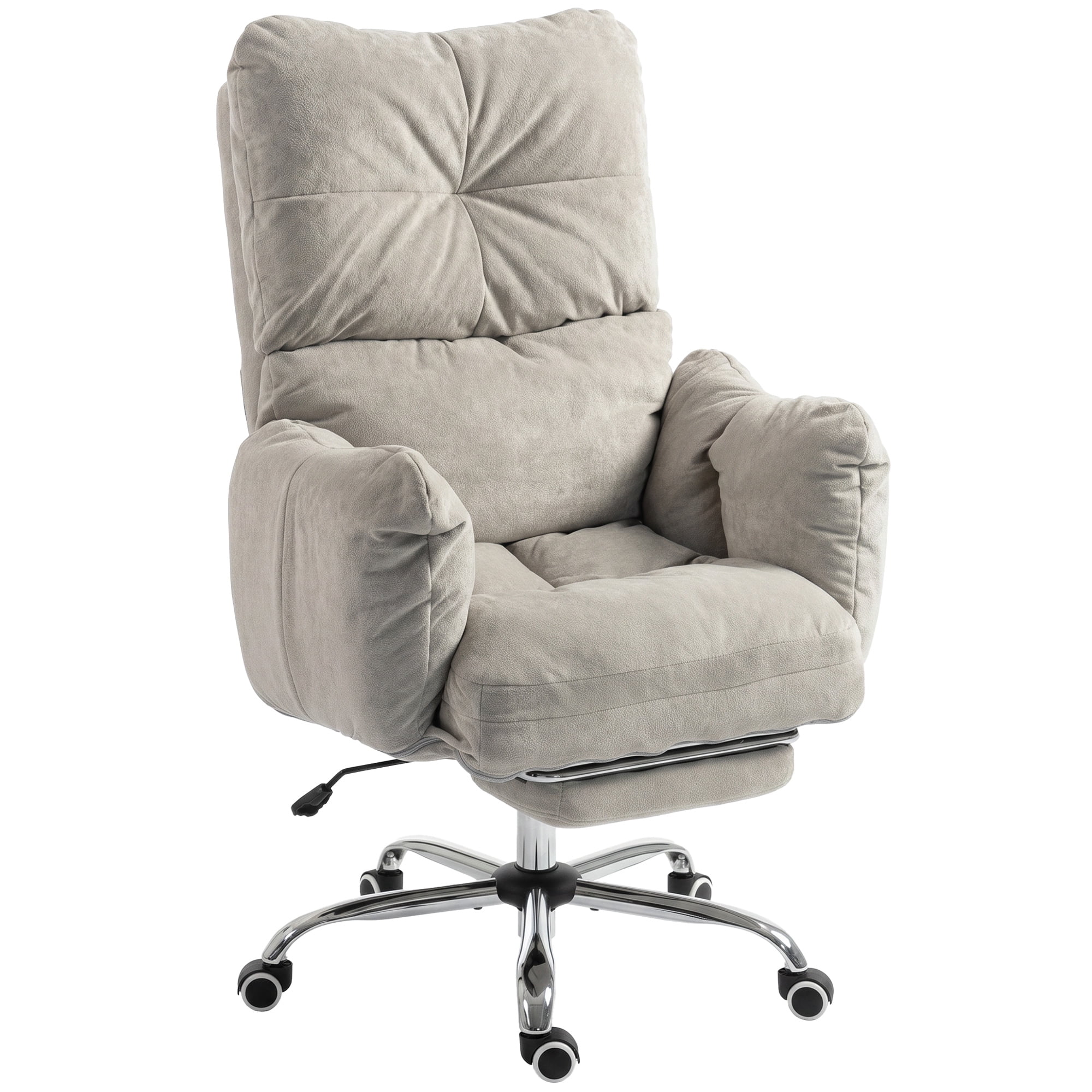 HOMCOM Office Chair with Foot Rest, Reclining Computer Chair, Light Grey