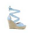 thumbnail image 3 of BLISSFUL STEP Chaussures pour Femmes Espadrilles à Lacets Sandales Compensées à Plateforme Bleu Ciel 7, 3 of 7