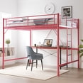thumbnail image 1 of Ktaxon Loft Bed Full Size with Flat Rungs, No Box Spring Required,Heavy Duty Metal Slat Support,White, 1 of 10