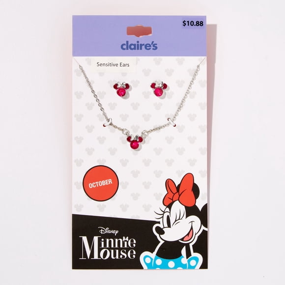 Claire's Disney Licence Minni Mouse Collier en Pierre Précieuse et Boucles d'Oreilles Assorties pour Libra