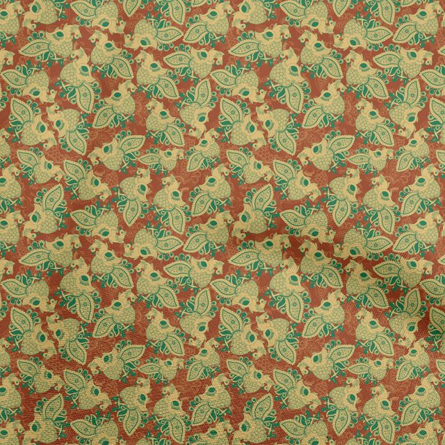 oneOone Rayon Orange Fabric Peacock Sewing Craft Projects Fabric Prints By Yard 56 Inch Wide