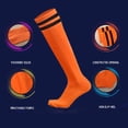 thumbnail image 1 of mmirethe Chaussettes Athlétiques en Tissu Doux pour la Peau pour Joueurs de Football et de Hockey Chaussettes de Football à Tube Long Éviter les Blessures Directes Rayures Rouges, 1 of 6