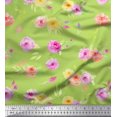 thumbnail image 1 of Soimoi Green Poly Georgette Fabric Leaves & Grandiflora Roses Floral Print Sewing Fabric Yard 52 Inch Wide, 1 of 5