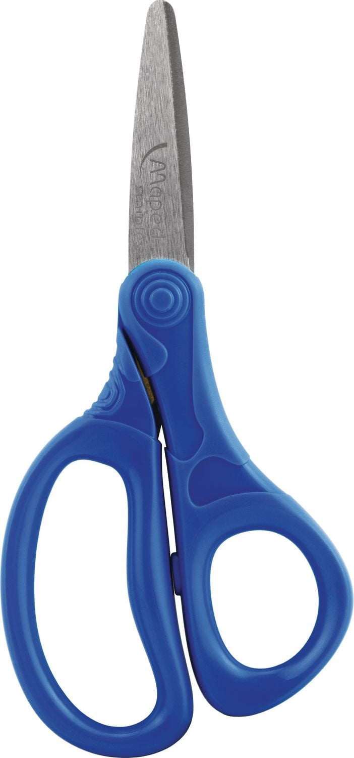 Maped Essentials Kids Scissors, 5 Inch Blades, Pointed, Ambidextrous Handle, blue