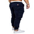 thumbnail image 4 of Men Solid Color Cargo Trousers  Loose Fit Drawstring Waist Long Pants, 4 of 4