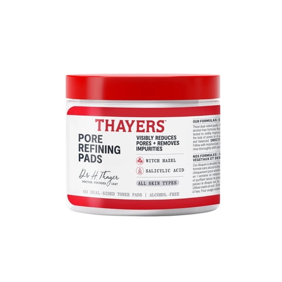 Thayers Pore Refining Toner Pads with Salicylic Acid and Witch Hazel, 60 Face Cleansing Pads