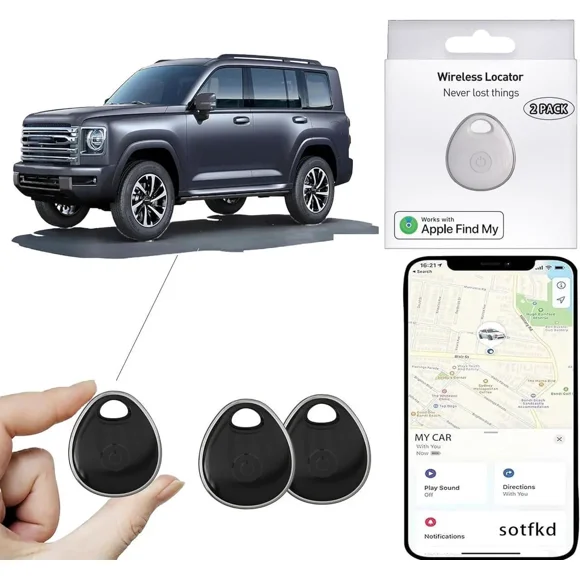 2 Pack GPS Tracker for Vehicles - Tracker Device for Vehicles-GPS Tracker - Car Tracker Device (Only iOS) | MFi Certificated | No Monthly Fee | Waterproof | Work with Find My