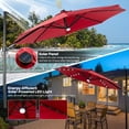 thumbnail image 4 of Gymax Parasol Solaire Déporté de 10 Pi 28 DEL Éclairé pour Patio Inclinaison Décalée 360° Vent Extérieur - Rouge, 4 of 9