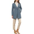 thumbnail image 2 of INSPIRE CHIC Women's Half Lapel Long Sleeves One Button Winter Mid-Length Overcoat XL Gray Blue, 2 of 5