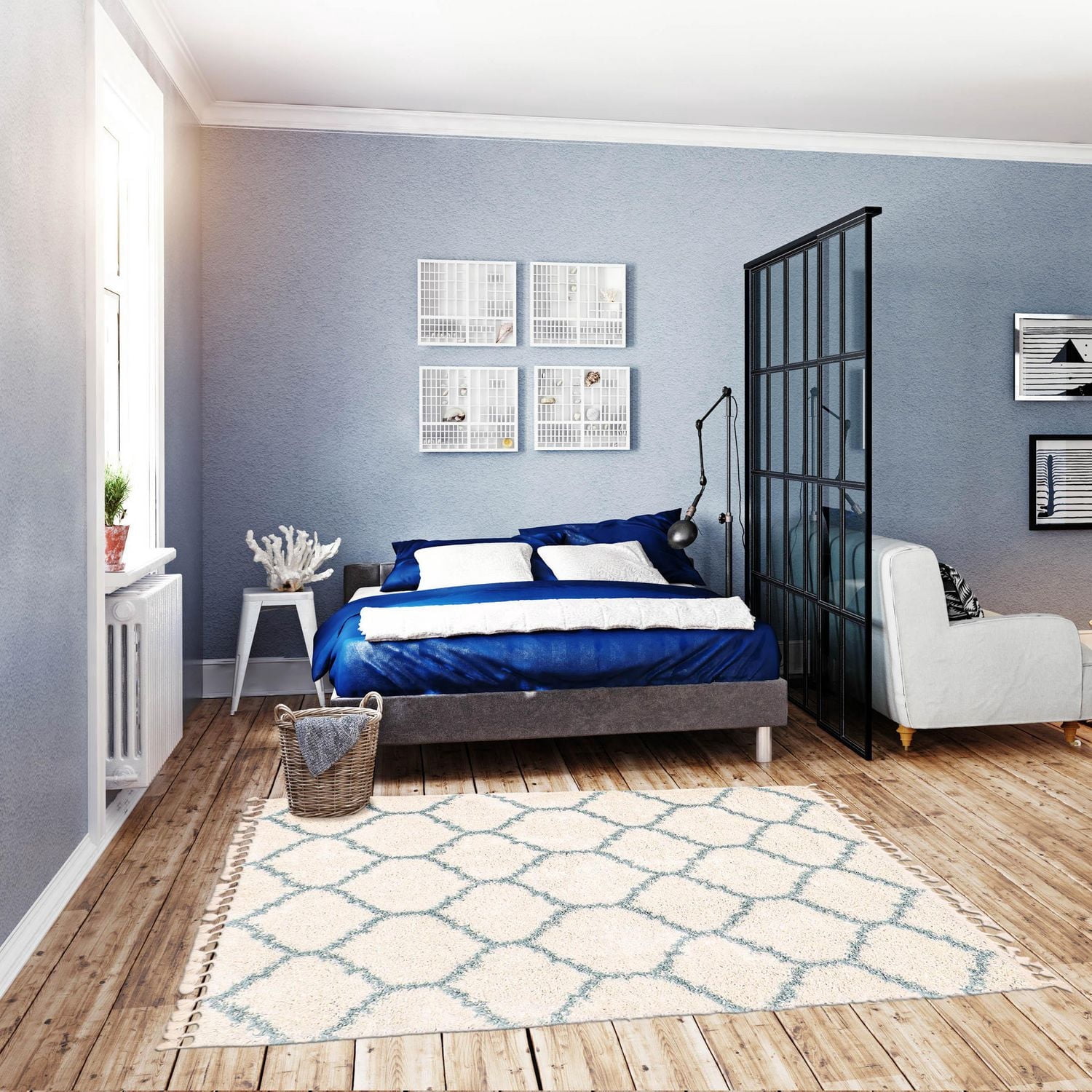 Tapis ECARPET Super Doux pour le Salon et la Chambre Grammercy Trellis Ivoire