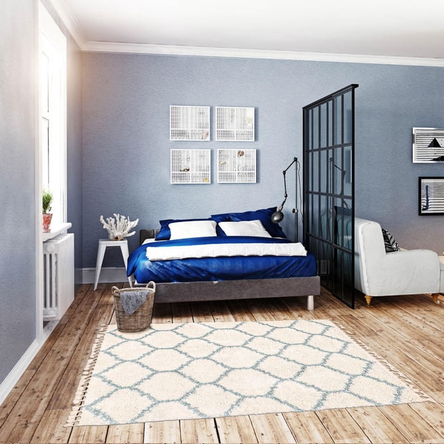 Tapis ECARPET Super Doux pour le Salon et la Chambre Grammercy Trellis Ivoire