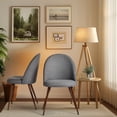 thumbnail image 3 of Homy Casa 2-Pack Armless Upholstered Accent Chairs with Round Back, Grey Fabric, 3 of 10