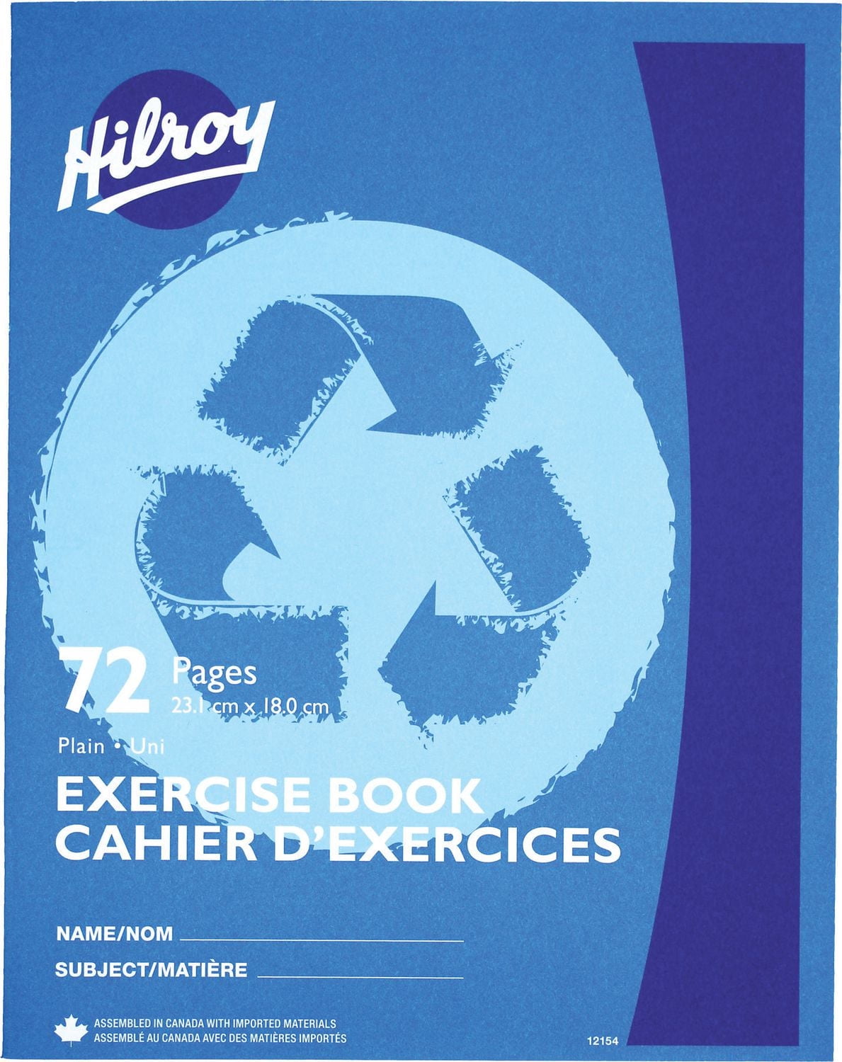 Hilroy Recycled Stitched Exercise Book Plain, 72 pages, 9-1/8 x 7-1/8
