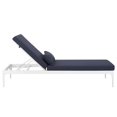 thumbnail image 2 of Modway Perspective Aluminum Patio Chaise Lounge in White and Navy, 2 of 6