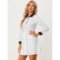 thumbnail image 2 of INSPIRE CHIC Robe-Chemise à Carreaux pour Femme à Manches Longues Boutonnée à Col Pointu m Blanc, 2 of 5