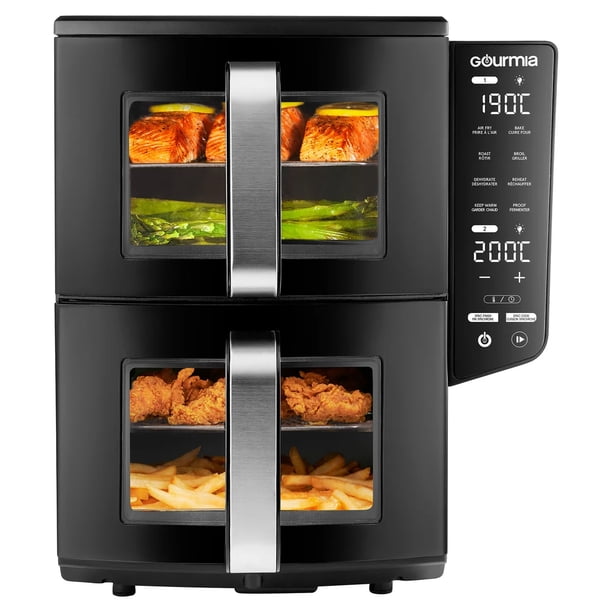 キッチン家電 Gourmia 4-Dish Dual Basket Air Fryer Gourmia 4 Dish Dual Basket Air Fryer with Sync Finish & Sync Cook