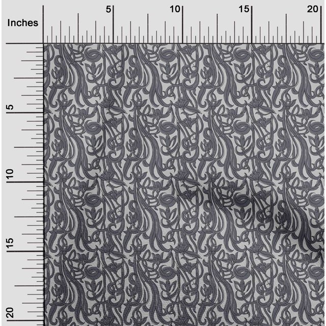 oneOone Viscose Jersey Fabric Leaves & Floral Block Printed Fabric 1 Yard 60 Inch Wide