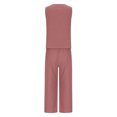 thumbnail image 4 of FAIWAD Ensembles 2 Pcs pour Femmes en Coton et Lin, Hauts Sans Manches à Col Ras du Cou et Pantalons à Jambes Larges, Ensembles de Détente Survêtements, 4 of 6