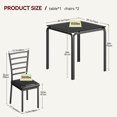 thumbnail image 3 of Dining Table for 2, Small Table and Chairs Set of 2, Dinette Set for 2, Square Dinner Table Set, 3 Piece Kitchen & Dining Room Sets for Small Space (Black, Dining Table with 2 Chairs), 3 of 9