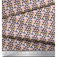 thumbnail image 2 of Soimoi Pink Cotton Duck Fabric Diamond & Triangle Geometric Decor Fabric Printed Yard 56 Inch Wide, 2 of 2