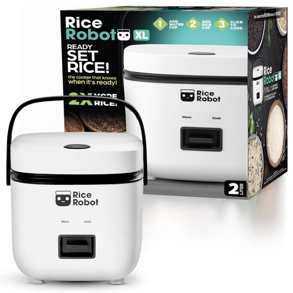 Rice Robot TG Blanc 2 Qt Cuiseur à Riz Antiadhésif en Céramique avec Plateau Vapeur Click & Cook Va au Lave-Vaisselle