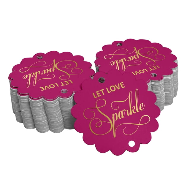 Inkdotpot Pack Of 50 Real Gold Foil Paper Tags Let Love Sparkle Wedding Favor Hang Tags