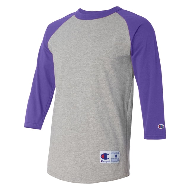 Champion T-Shirt de Baseball Raglan pour Homme, m, Gris Oxford/violet