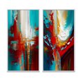 thumbnail image 2 of Designart « Teal Rhythms Abstract Awakening I » Peinture Abstraite Ensemble d'Art Mural Encadré de 2 - Ensemble d'Art Mural Encadré Moderne Rouge de 2, 2 of 6