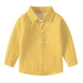 thumbnail image 1 of vdgthytj Toddler Baby Boys Girls Button down Shirts Kids Collared Long Sleeve Uniform Dress Shirt Tops Spring Fall Clothes, 1 of 6