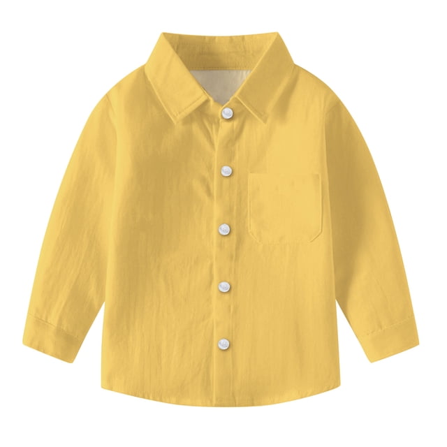 vdgthytj Toddler Baby Boys Girls Button down Shirts Kids Collared Long Sleeve Uniform Dress Shirt Tops Spring Fall Clothes