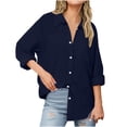 thumbnail image 1 of Womens Cotton Linen Button Down Shirts Boyfriend Long Sleeve Oversized Lapel Blouses Tops with Chest Pocket, 1 of 7