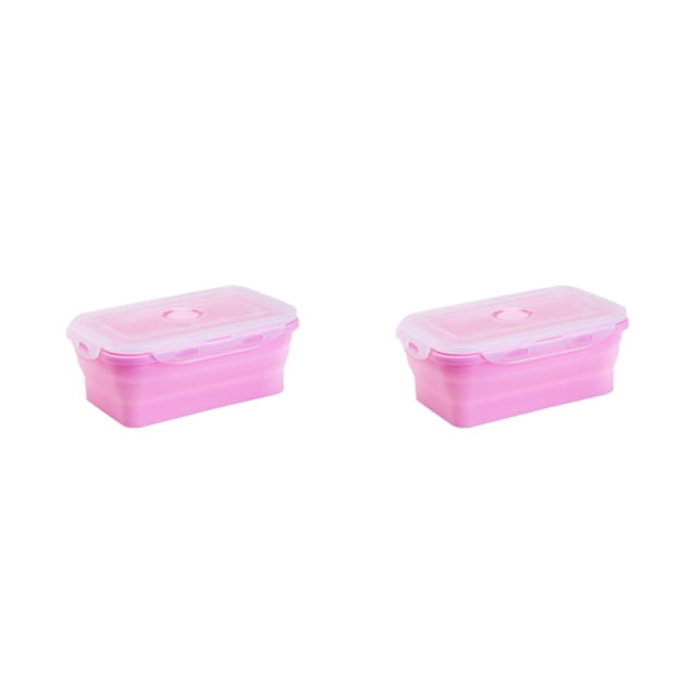 maskred Food Grade Silicone For Safe And Healthy Meals Sealed Preservation Box Microwave Lunch Box Silicone Lunch Box Compact pink 800ml 2Set
