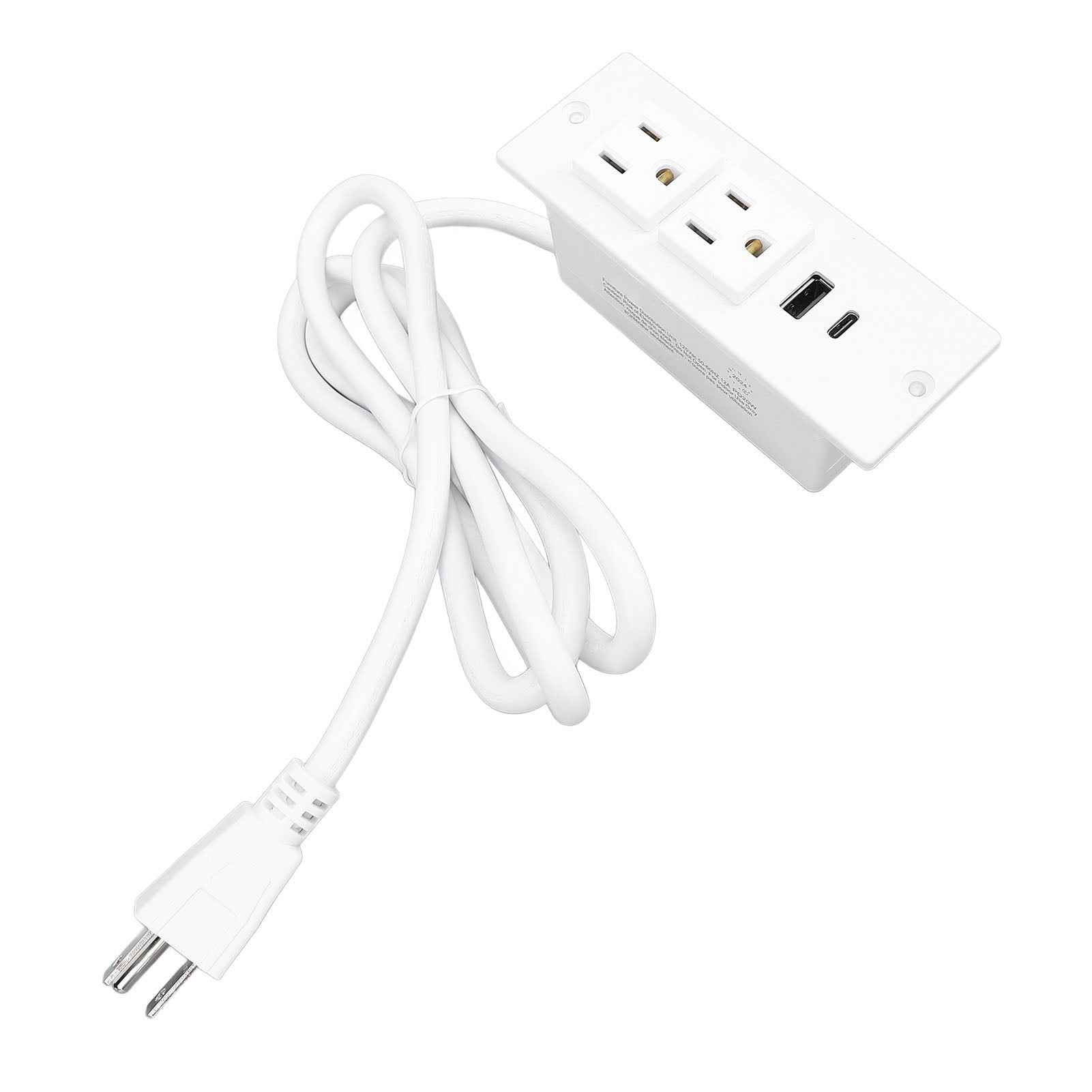 Recessed Power Strip with PD20W 125V 2 USB Ports, Flush Mount Desk Outlet Flat Plug - 1.5m Cord, Surface Mount Outlet Box Hidden Outlet, Space Saver
