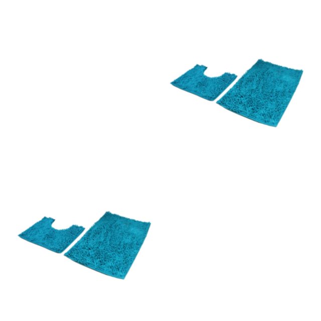kurtrusly 1/2/3 Polyester Chenille Rug Carpet With Soft Texture Good Stepping Feeling And Strong Grip Prompt Lake Blue 50*80+50*50 2PCS
