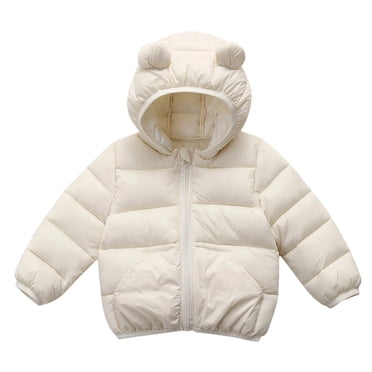 SGMVNU Winter Down Coats for Baby Boys Girls Kids Lightweight Puffer Padded Jacket Bear Hoods Zipper Jackets Infant Outerwear Size 6-12 Months White