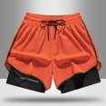 thumbnail image 4 of asjyhkr Plus Size Mens Biking Shorts 2 in 1 Elastic Waist Drawstring Gym Shorts Lightweight Quick Drying Running Shorts, 4 of 5