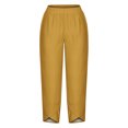 thumbnail image 4 of RXIRUCGD Women's Summer Comfortable Loose Wide Legged Fashion Solid Color Capris, Yellow, Size: L, 4 of 5